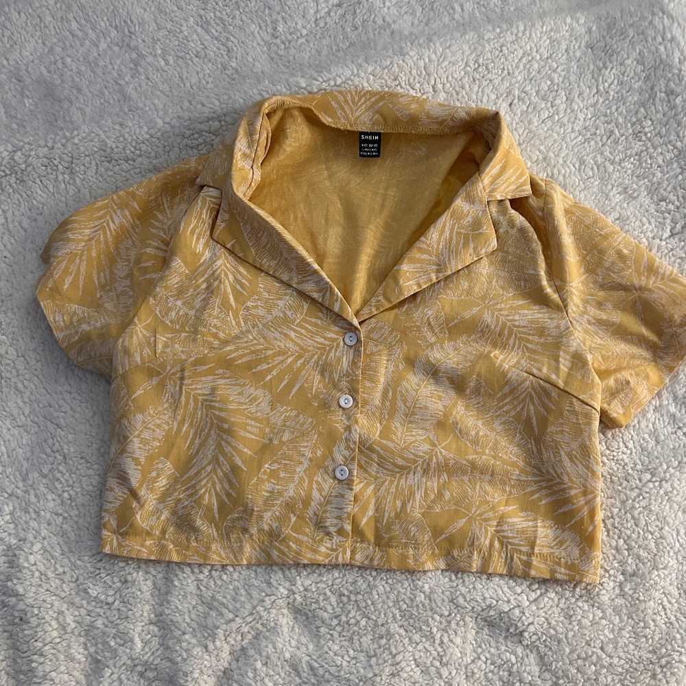Yellow Cropped Hawaiian Top